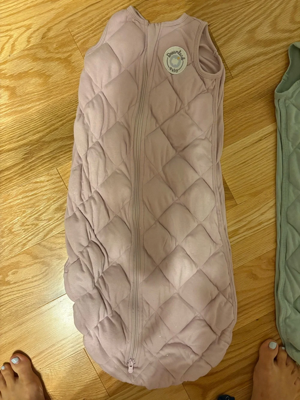 X2 Dreamer Baby Quilted Sleep Sack in Sage Green and mauve pink